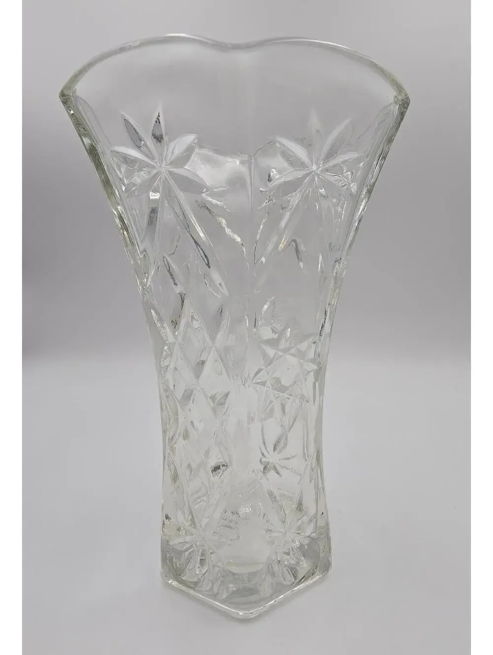 Vintage Anchor Hocking Early American Prescut Star/Star of David Clear Vase